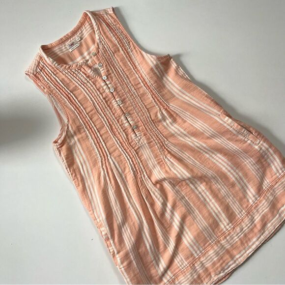 Faherty Isha Dress Coral Stripe Medium - Picture 3 of 7